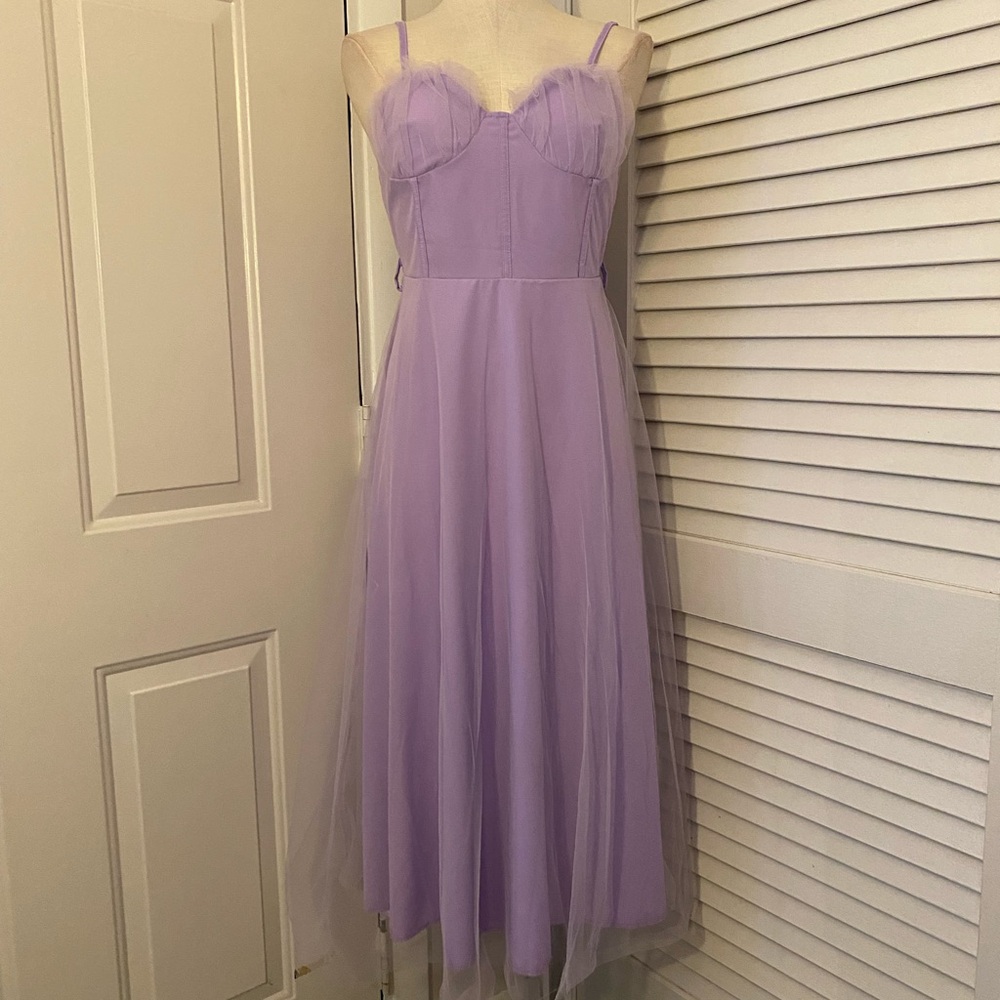 Lavender Spaghetti Strap Midi Dress- Size Large